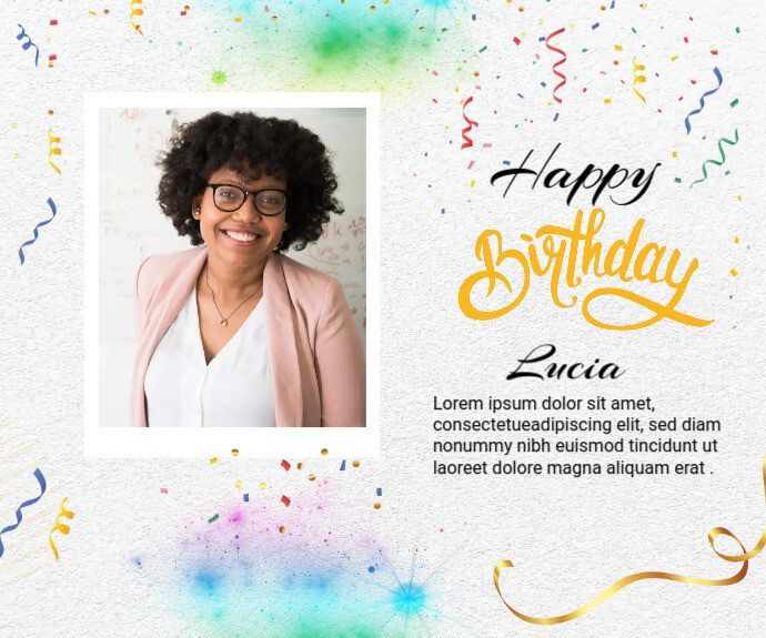 Rectangle Bday Card Birthday Party Greeting medium rectangle Template | PosterMyWall