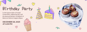 สีขาว Birthday Party Facebook Cover Photo Template