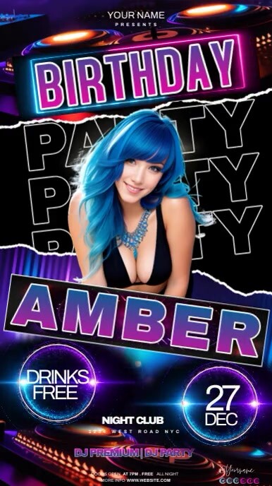 BIRTHDAY PARTY INVITATION VIDEO MAKER Instagram-verhaal template