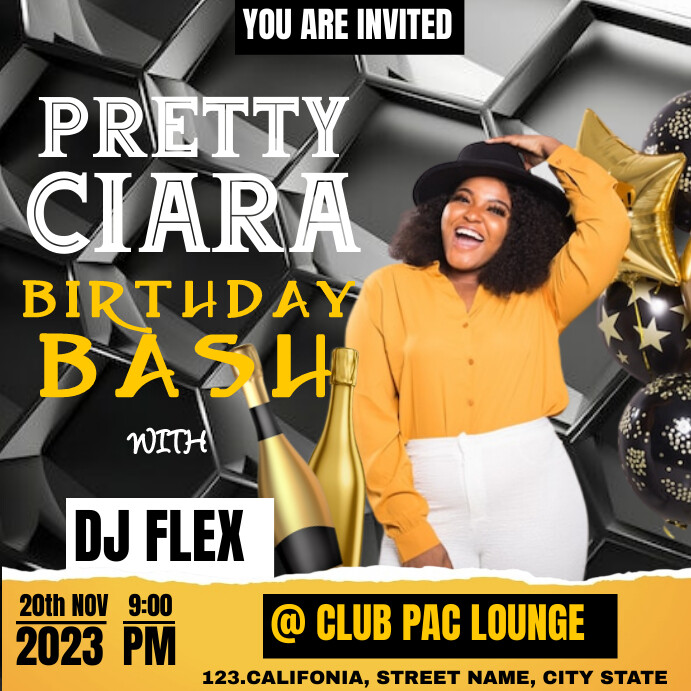 Birthday party invite Square (1:1) template
