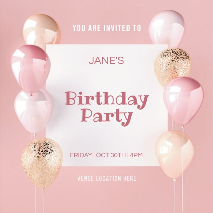 birthday party invite Template PosterMyWall