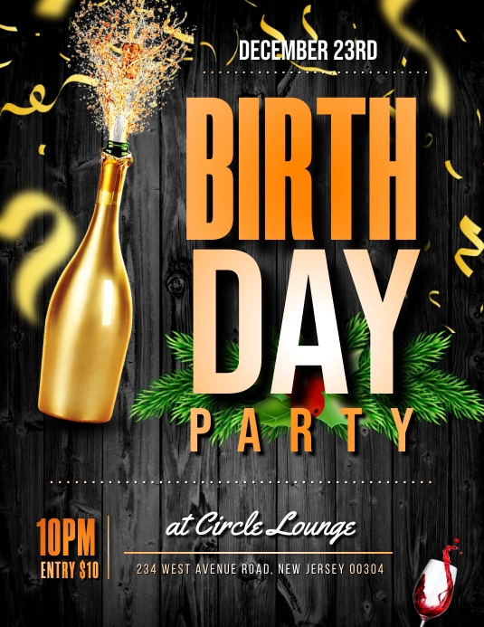 Birthday Party poster flyer design ใบปลิว (US Letter) template