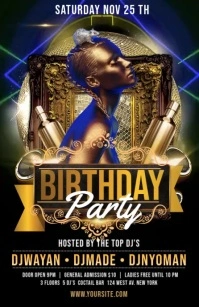 Birthday Party Template Half Page Wide