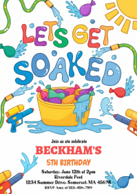 Birthday Pool Party A5 template