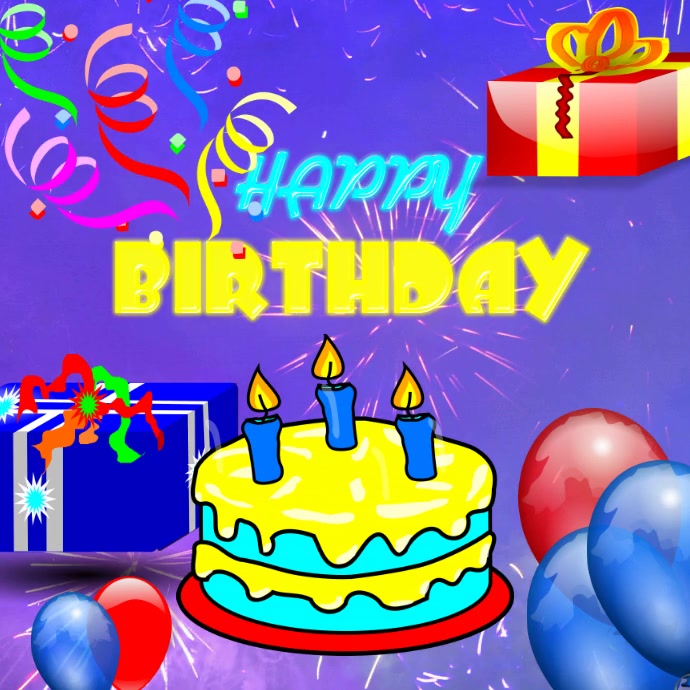 birthday poster 方形(1:1) template