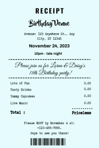 Birthday Receipt modren invitation flyer Tumblr Graphic template