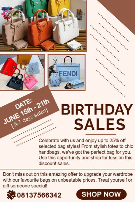 Birthday Sales flyer Pinterest Graphic template