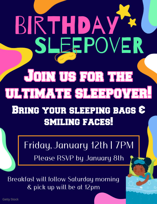 Birthday Sleepover Template PosterMyWall