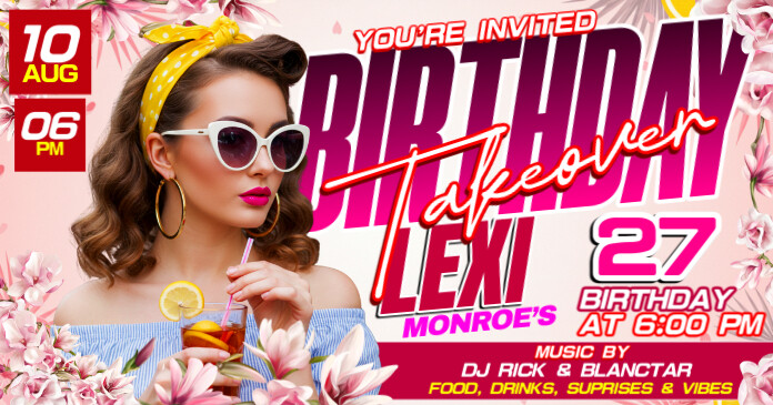 Birthday Takeover: Lexi’s Glam Night Imagem partilhada do Facebook template