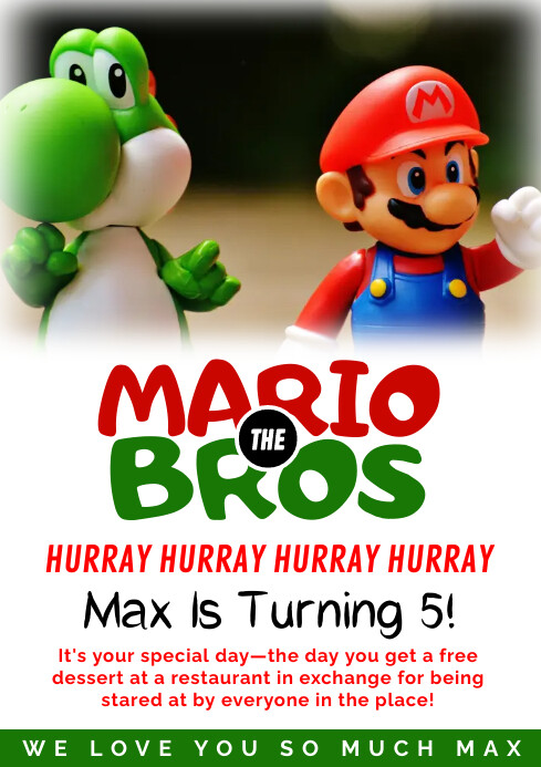 Birthday Template-Mario Bros | PosterMyWall