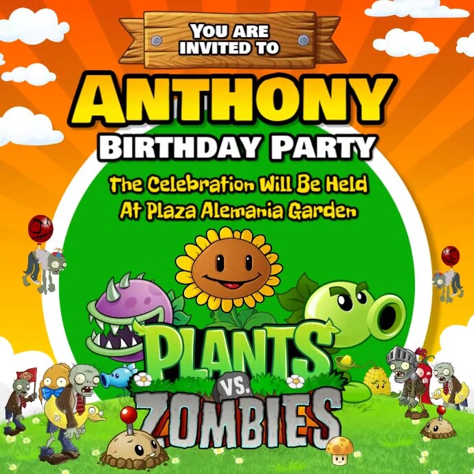 birthday-template-plants-vs-zombies-postermywall for Free Printable Plants Vs Zombies Birthday Invitations Birthday Template - Plants VS Zombies | PosterMyWall for Free Printable Plants Vs Zombies Birthday Invitations