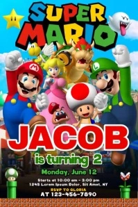 Birthday Template - Super Mario Bros. Plakkaat