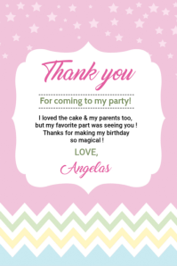 Birthday Thank you card Etykieta template