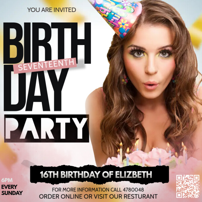 birthday video template,Party flyers Instagram Post