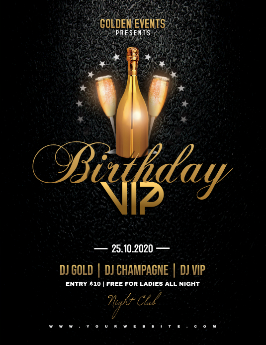Vip Birthday Sign BIRTHDAY VIP Flyer Template | PosterMyWall