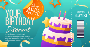 สีเทอร์ควอยซ์ Birthday Discount Facebook Shared Image Template
