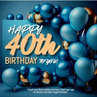 Birthday Wish Aqua Square Size Kwadrat (1:1) template