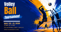 Biru Abstrak Volleyball Tournament Gambar Bersama Facebook template