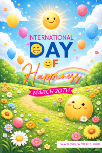 Biru International Day of Happiness Poster Cartaz template