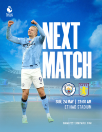 Biru Modern & Minimal Football Match Announcement Pamflet Рекламная листовка (US Letter) template