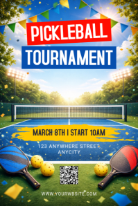 Biru Pickleball Tournament Poster Плакат template