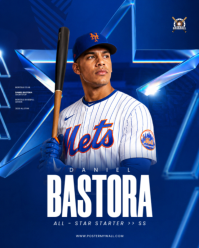 Biru Profesional Baseball All-Star Poster Instagram Portrait template