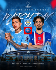 Niebieski Champions League Match Instagram Portrait Template