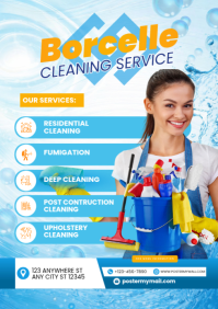Biru Profesional Cleaning Services A4 template