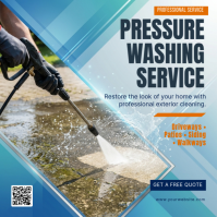 Blue Pressure Washing Service Post Instagram Template