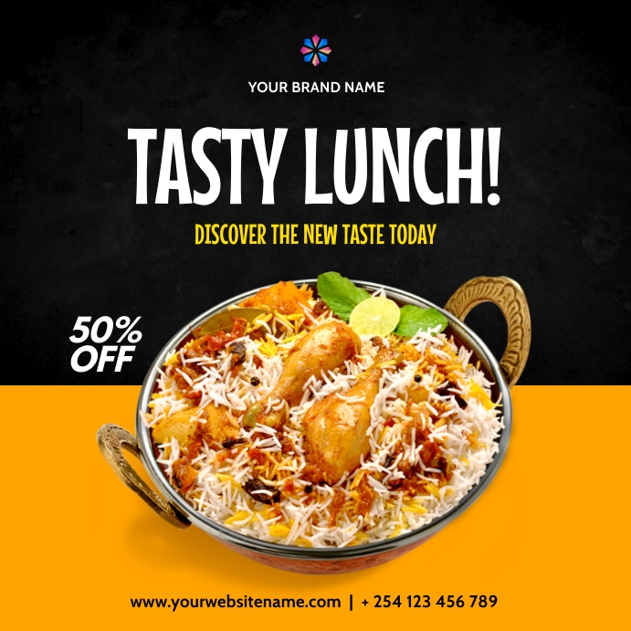 biryani rice food menu socialmedia sale flyer Template | PosterMyWall