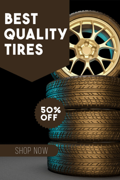 Bistre Black Minimalist Tire Sale Poster template