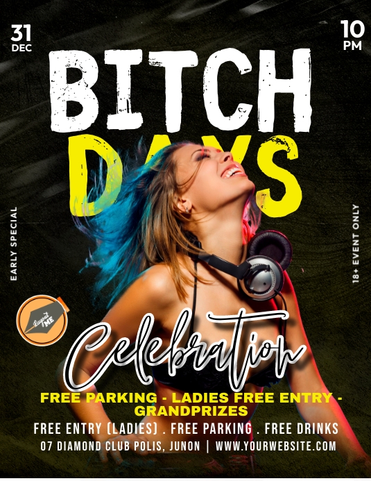 Bitch Days Party Flyer (US Letter) template