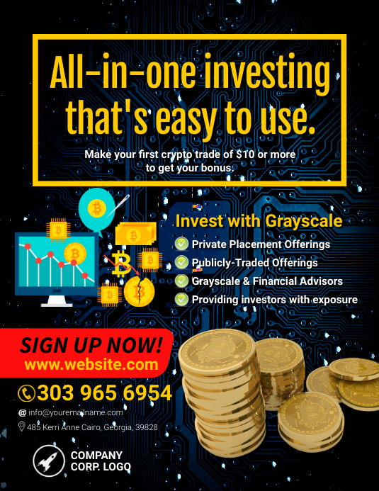Bitcoin Cryptocurrency Investment Flyer Template | PosterMyWall