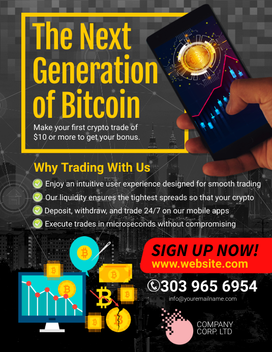 Bitcoin Cryptocurrency Trading Flyer Template | PosterMyWall