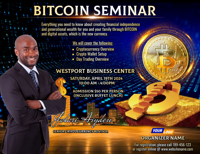 Bitcoin Investment Seminar Ad Flyer Template | PosterMyWall