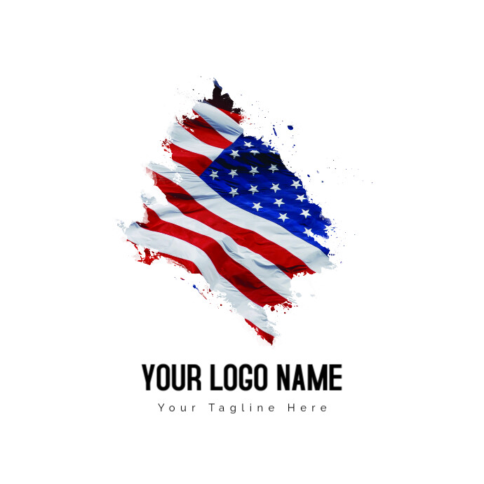 Black, white, and red illustration, Flag of the United States Independence Day Logo template