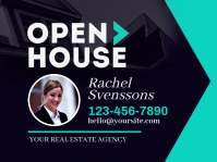 Black & Blue Modern & Minimal Real Estate Open House Yard Sign template