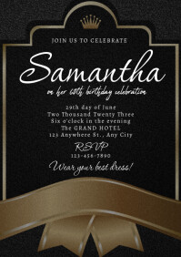 Black and Gold - Birthday Invitation Template | PosterMyWall