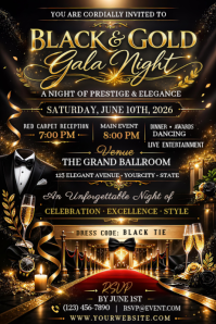 Black Gala Night Invitation Poster Template
