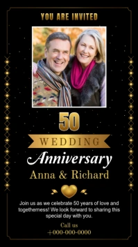 Black & Gold Maximalist Wedding Anniversary Instagram Story template