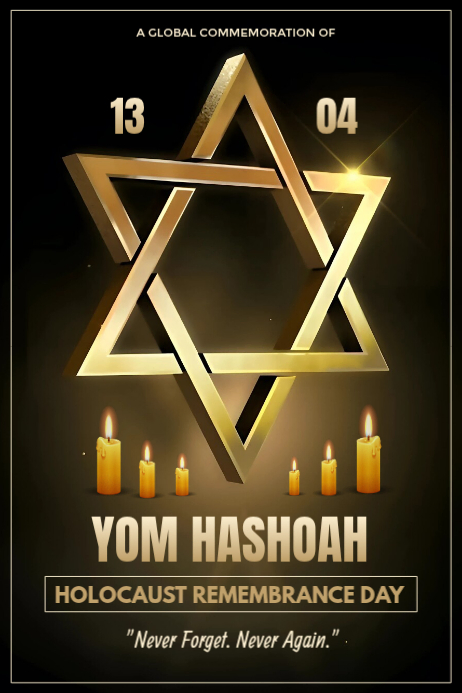 Copy of Black & Gold Professional Yom Hashoah Holocaust Remembrance Day ...