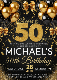 Black & golden theme birthday A4 template