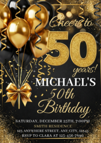Black & Golden theme birthday A4 template