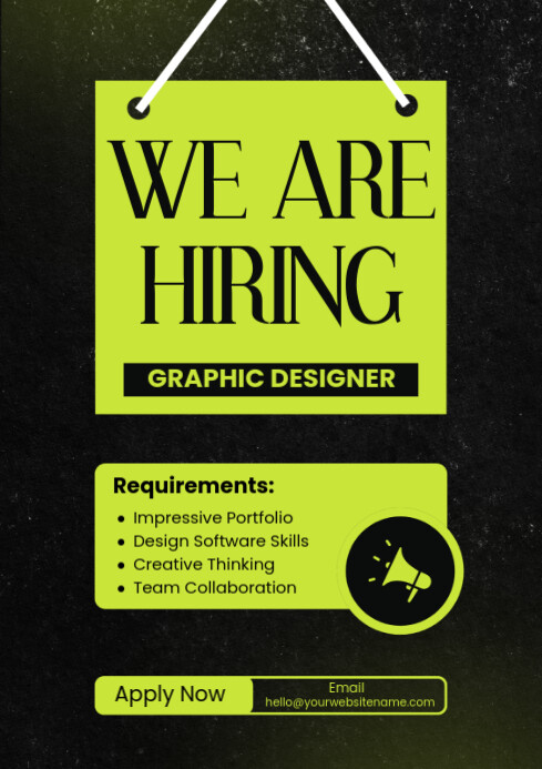Black & Green We Are Hiring A4 template