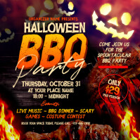 Black & Orange Maximalist Halloween Bbq Party Instagram Post Instagram-opslag template