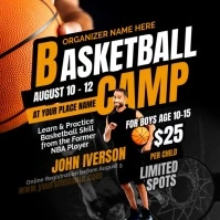 Black & Orange  Professional Basketball Camp Instagram Post template