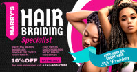 Black & Pink Professional Hair Braiding  Facebook Shared Image template