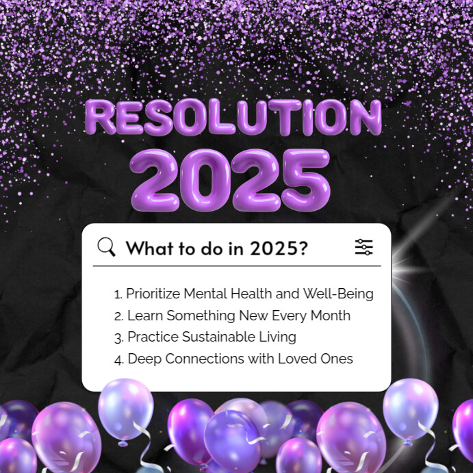 Copy of Black & Purple Bold Modern My Resolution 2025 Instagram Post ...