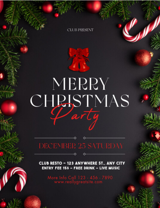Copy of Black & Red Modern Merry Christmas Party Flyer Template ...