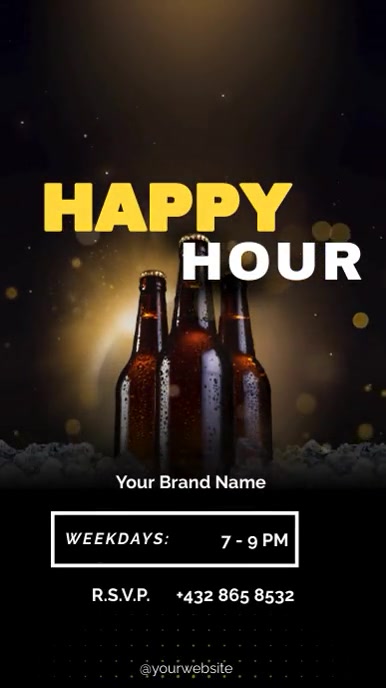 Black & yellow animated ice cold beer promo i Digitalanzeige (9:16) template